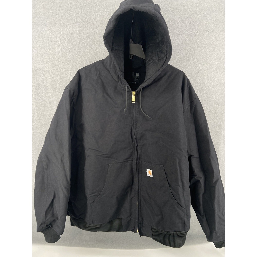 Carhartt Jacket Mens 4XL Black 0J0140-M Loose Duck Canvas Insulated Work‎ Hood